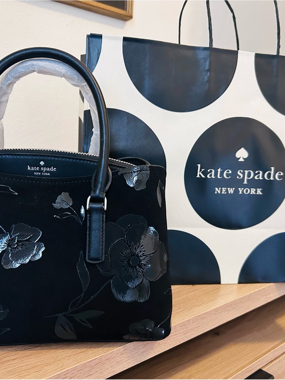 Kate Spade Black Floral Satchel